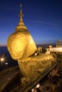 Golden rock at night