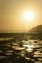 Golden Rock Pools On Hot Summer Beach Royalty Free Stock Photo