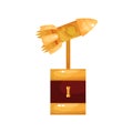 Golden rocket award, trophy statuette cartoon Illustration