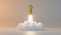 Golden Rocket Launching Through Clouds Royalty Free Stock Photo