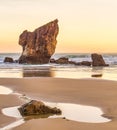 Golden rocks at Aguilar beach Royalty Free Stock Photo