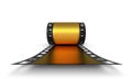 Golden roll of negative film Royalty Free Stock Photo