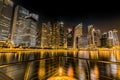 Golden romantic marina bay night view