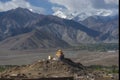 Golden roof monastery and snow mountain range Leh Ladakh ,India