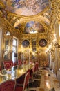 Golden room, Lorenzo De Ferrari. Interior of Palazzo Carrega Cataldi in Genoa. Italy