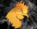 Golden Rooster on the background of the smoke Royalty Free Stock Photo