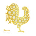 Golden Rooster with diamonds on white background. Vector illustration. Happy 2017 New Year. Royalty Free Stock Photo