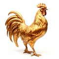 Golden rooster isolated on white background