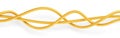 Golden ropes, swirl wave lines of metal cords with loops, twisted cables or strings 3d render. Decorative sewing items