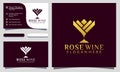 Golden Rose Wine Luxury logo design vector illustration, business card template