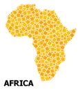 Golden Rotated Square Mosaic Map of Africa