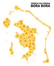 Golden Rotated Square Mosaic Map of Bora-Bora