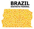 Golden Rotated Square Mosaic Map of Brazil - Distrito Federal