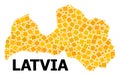 Golden Rotated Square Mosaic Map of Latvia