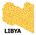 Golden Rotated Square Mosaic Map of Libya