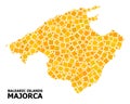 Golden Rotated Square Mosaic Map of Majorca Royalty Free Stock Photo