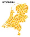 Golden Rotated Square Mosaic Map of Netherlands