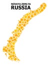 Golden Rotated Square Mosaic Map of Novaya Zemlya Islands