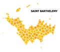 Golden Rotated Square Mosaic Map of Saint Barthelemy