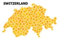 Golden Rotated Square Mosaic Map of Switzerland