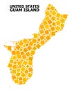 Golden Rotated Square Pattern Map of Guam Island