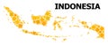 Golden Rotated Square Pattern Map of Indonesia