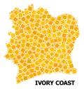 Golden Rotated Square Pattern Map of Ivory Coast