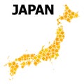 Golden Rotated Square Pattern Map of Japan