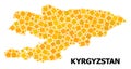 Golden Rotated Square Pattern Map of Kyrgyzstan