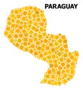 Golden Rotated Square Pattern Map of Paraguay