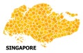 Golden Rotated Square Pattern Map of Singapore