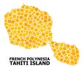 Golden Rotated Square Pattern Map of Tahiti Island