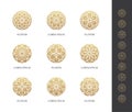 Golden round flower logo set