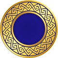 Golden round frame with Greek Meander pattern Royalty Free Stock Photo