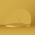 Blank golden round pedestal. metallic circular awarded winner podium for outstanding luxury product advertising display isolated o