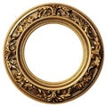 Golden round picture frame baroque style isolated white background Royalty Free Stock Photo
