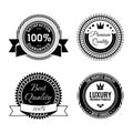 Golden round reward seals collection with inscriptions. Metal badges Royalty Free Stock Photo