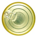 Golden round tin can, Empty, For fish, meat, seafood Royalty Free Stock Photo