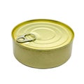 Golden round tin can, Empty, For fish, meat, seafood Royalty Free Stock Photo