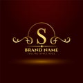 Golden royal brand logo concept for letter S