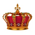 Golden Royal Crown Isolated on White. Royalty Free Stock Photo