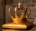 Golden royal crown in Wawel cathedral in Krakow, Poland