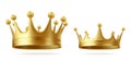 Golden royal crowns 3d realistic vector set