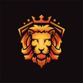 Golden royal lion kings head mascot vector