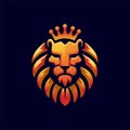 Golden royal lion kings head mascot vector