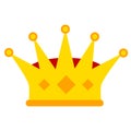 Golden royalty crown icon image, stock vector illustration