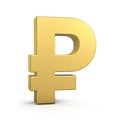 Golden ruble Currency Icon Isolated, 3D gold ruble symbol with white background, 3D rendering