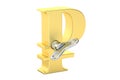 Golden Ruble symbol with wind-up key, 3D rendering Royalty Free Stock Photo