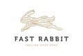 Golden Running Rabbit Line Logo Design Vector Royalty Free Stock Photo