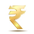 Golden Rupee Currency Icon Isolated on white